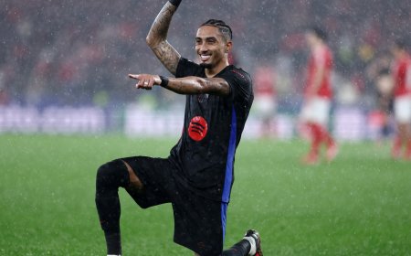 Controversial Raphinha winner seals nine-goal thriller for Barca at Benfica