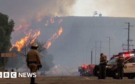 Thousands evacuated as new fast-growing fire ignites near Los Angeles