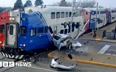 Moment SUV driver narrowly escapes train collision