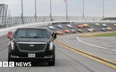 Watch: Trump's motorcade drives lap of Daytona 500 racetrack