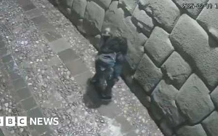 Watch: Moment man vandalises ancient Incan artefact