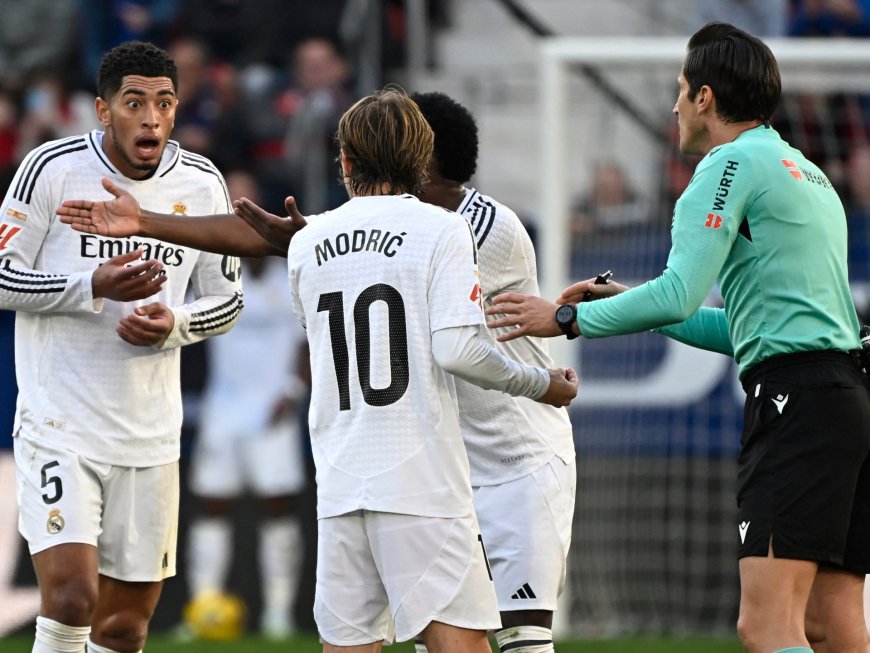 Real Madrid draw at Osasuna after Bellingham sees red