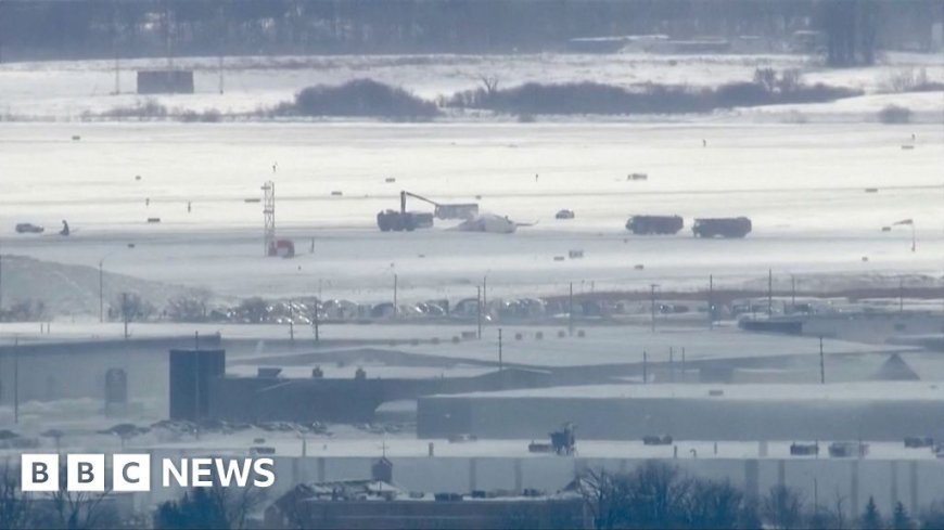 Upturned plane lies on Toronto runway after crash