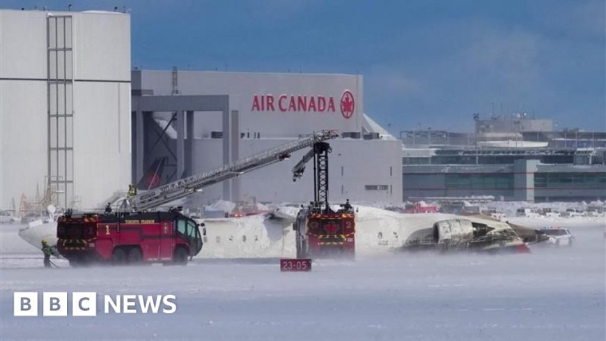 Three critically injured after plane flips at Toronto airport